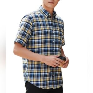 Cinch Up Plaid Men's Blue Yellow Shirt. Large.